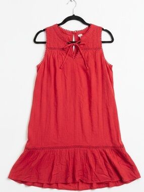 I Love Eyelet Lace Sleeveless A-Line Sundress  Red S NWT